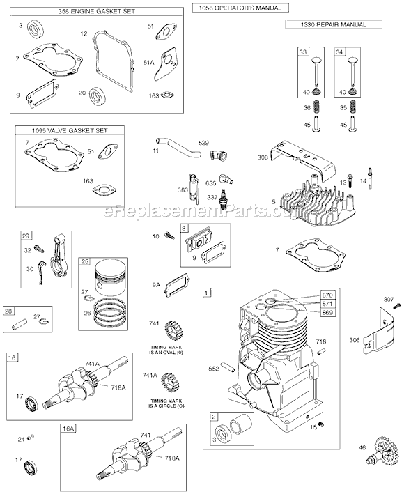 Page A Diagram and Parts List for 9K400SERIES  Briggs and Stratton Engine